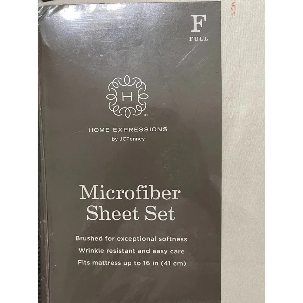 NWT‎ Home Expressions FULL SET Microfiber Sheets Vanilla Cream New In Package